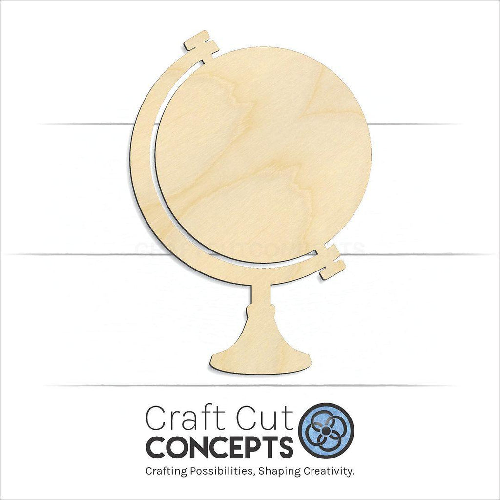 Craft Cut Concepts Logo under a wood Globe craft shape and blank