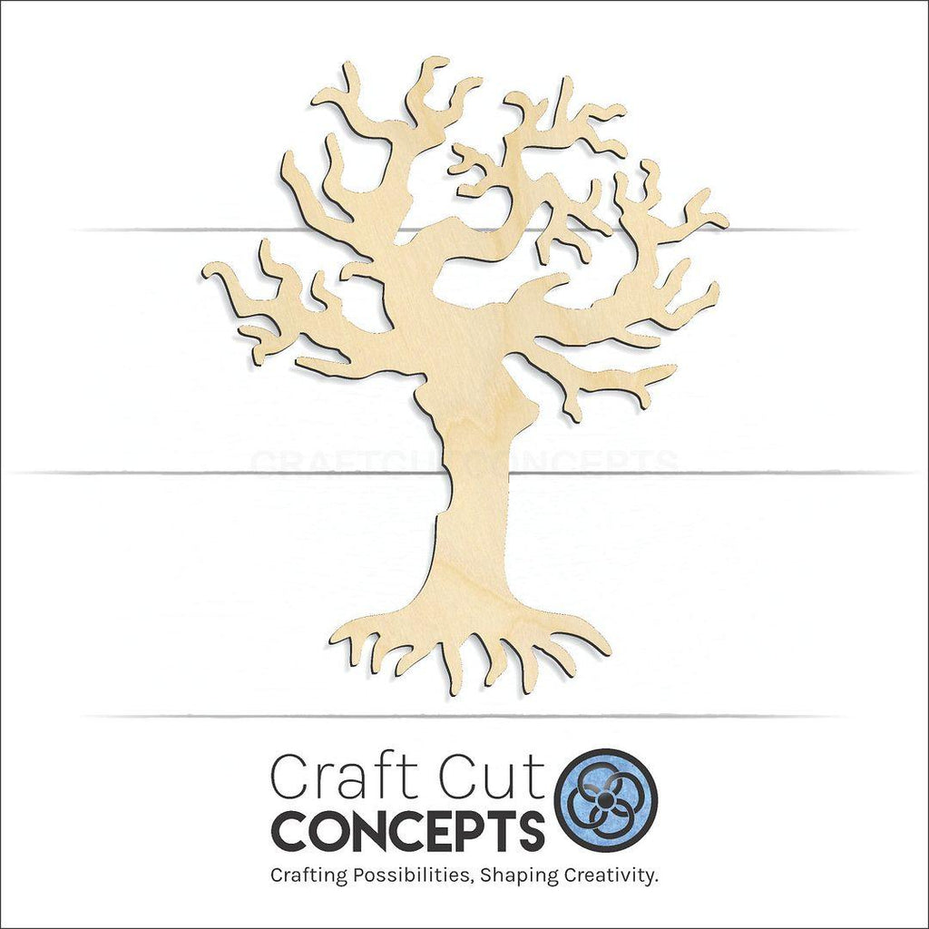 Craft Cut Concepts Logo under a wood Spooky Tree craft shape and blank