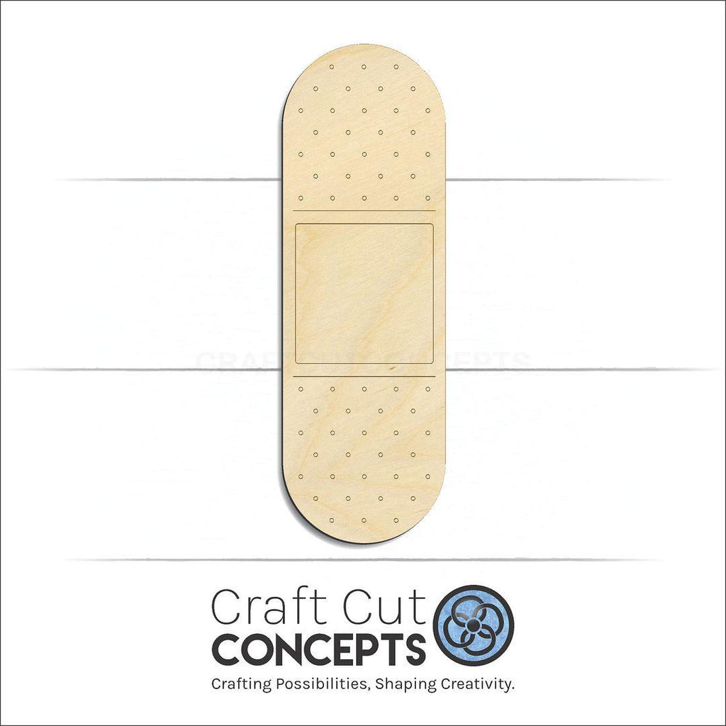 Craft Cut Concepts Logo under a wood Bandaid craft shape and blank