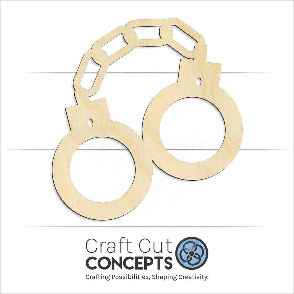 Craft Cut Concepts Logo under a wood HandCuff craft shape and blank