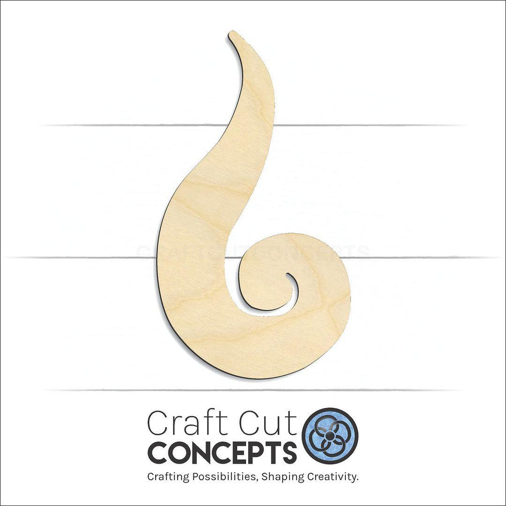 Craft Cut Concepts Logo under a wood Koru Fern Leaf craft shape and blank