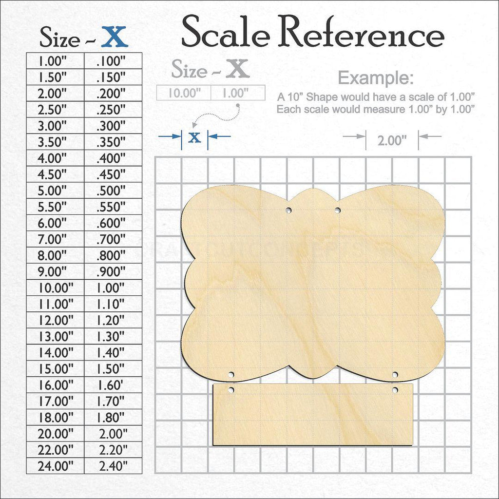 A scale and graph image showing a wood Door Hanger craft blank