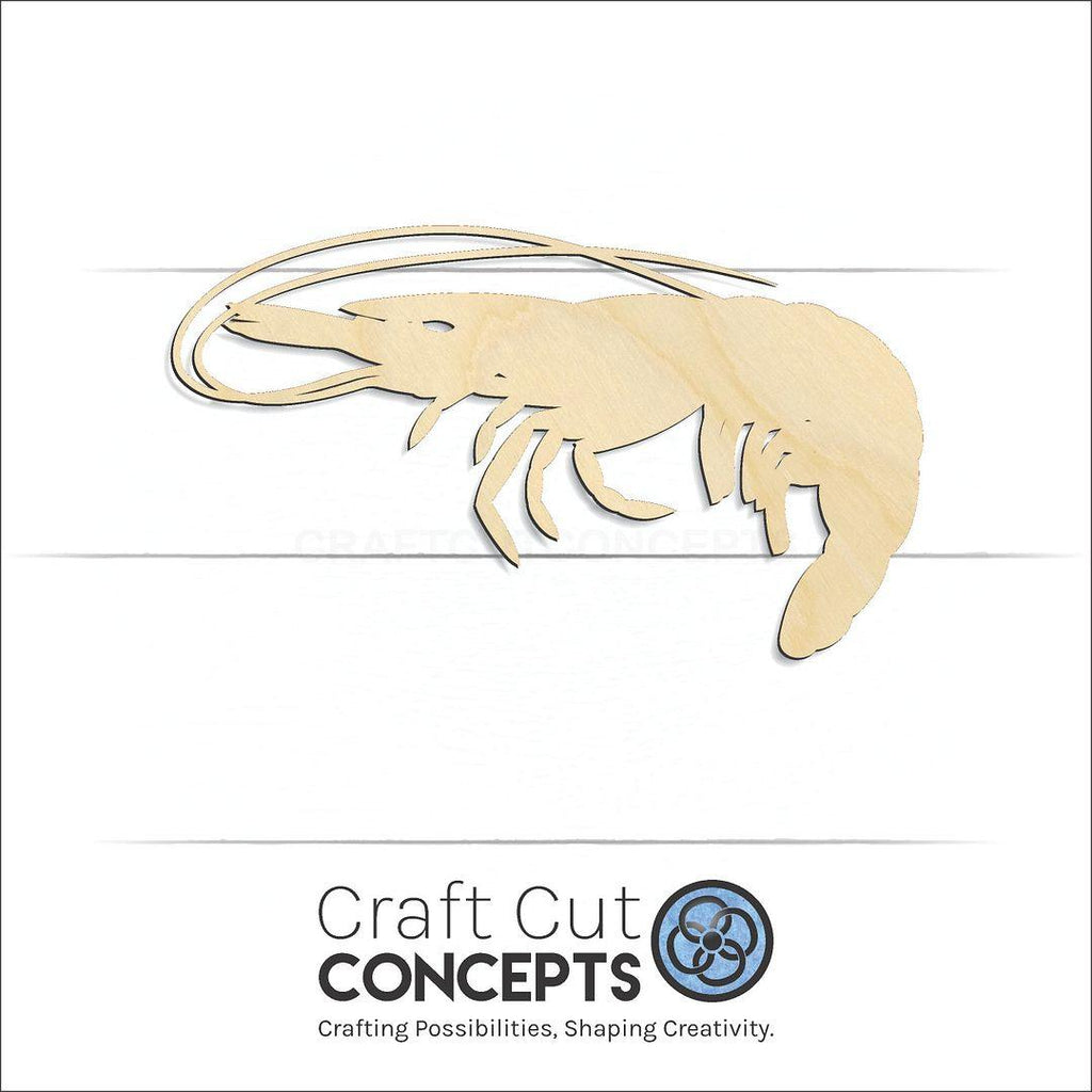 Craft Cut Concepts Logo under a wood Shrimp craft shape and blank