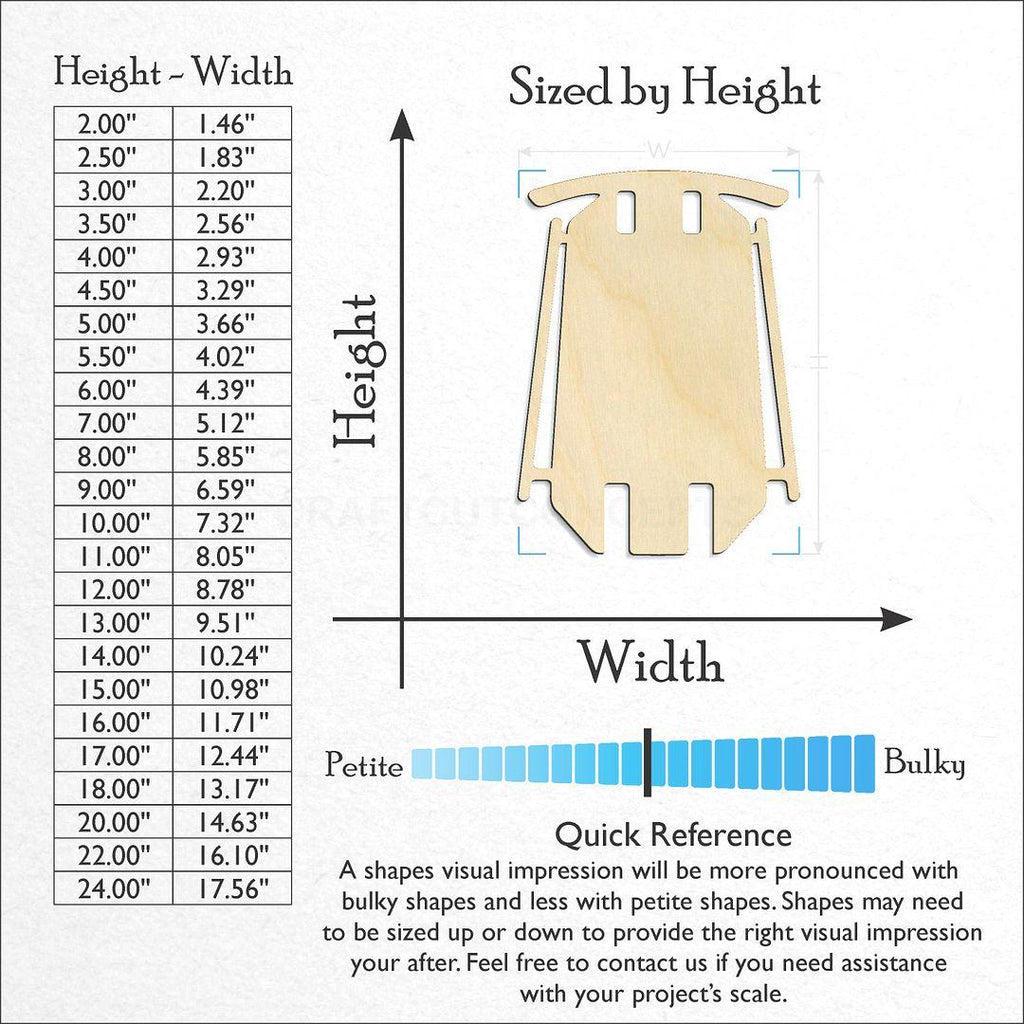 Sizes available for a laser cut Snow Sled Christmas craft blank