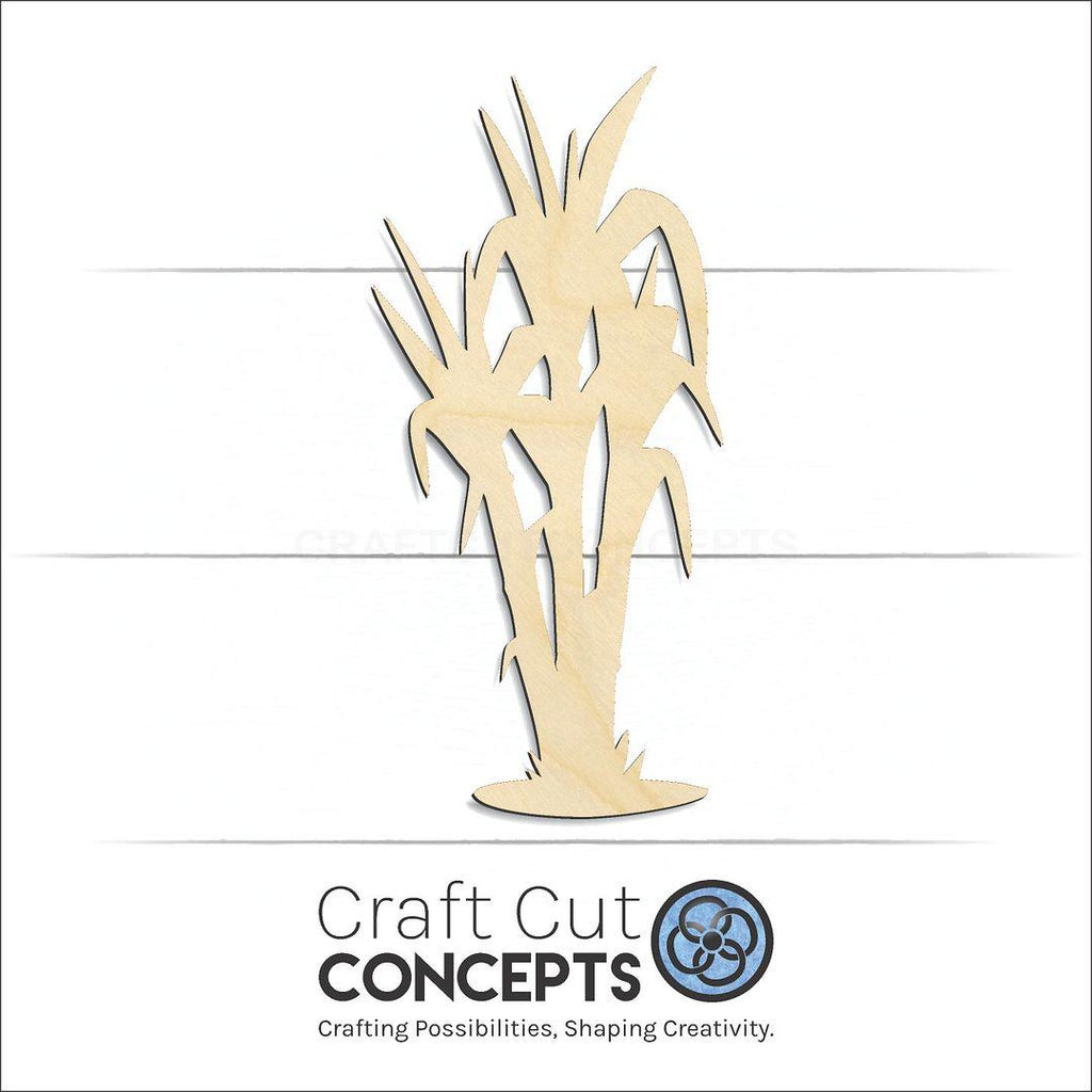 Craft Cut Concepts Logo under a wood Sugar Cane Grass craft shape and blank