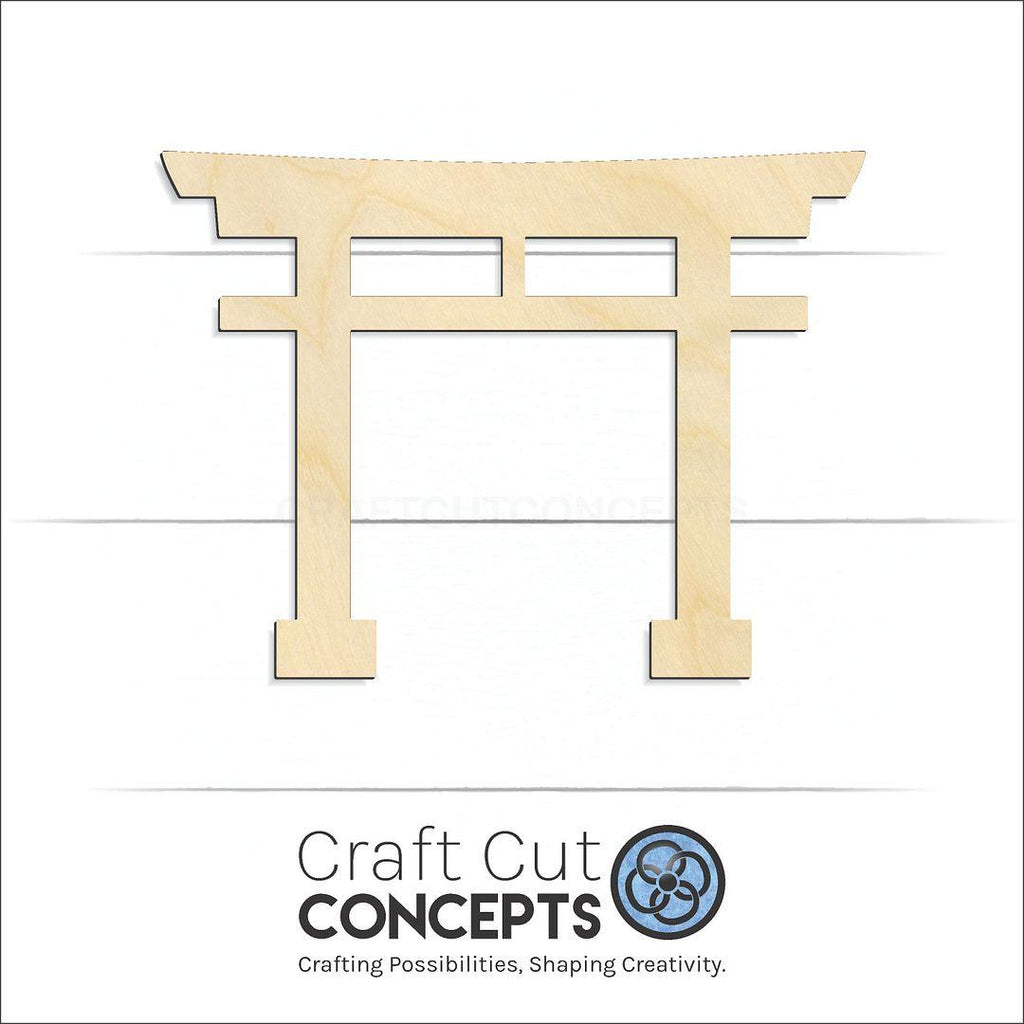 Craft Cut Concepts Logo under a wood Torri Japan Gate craft shape and blank