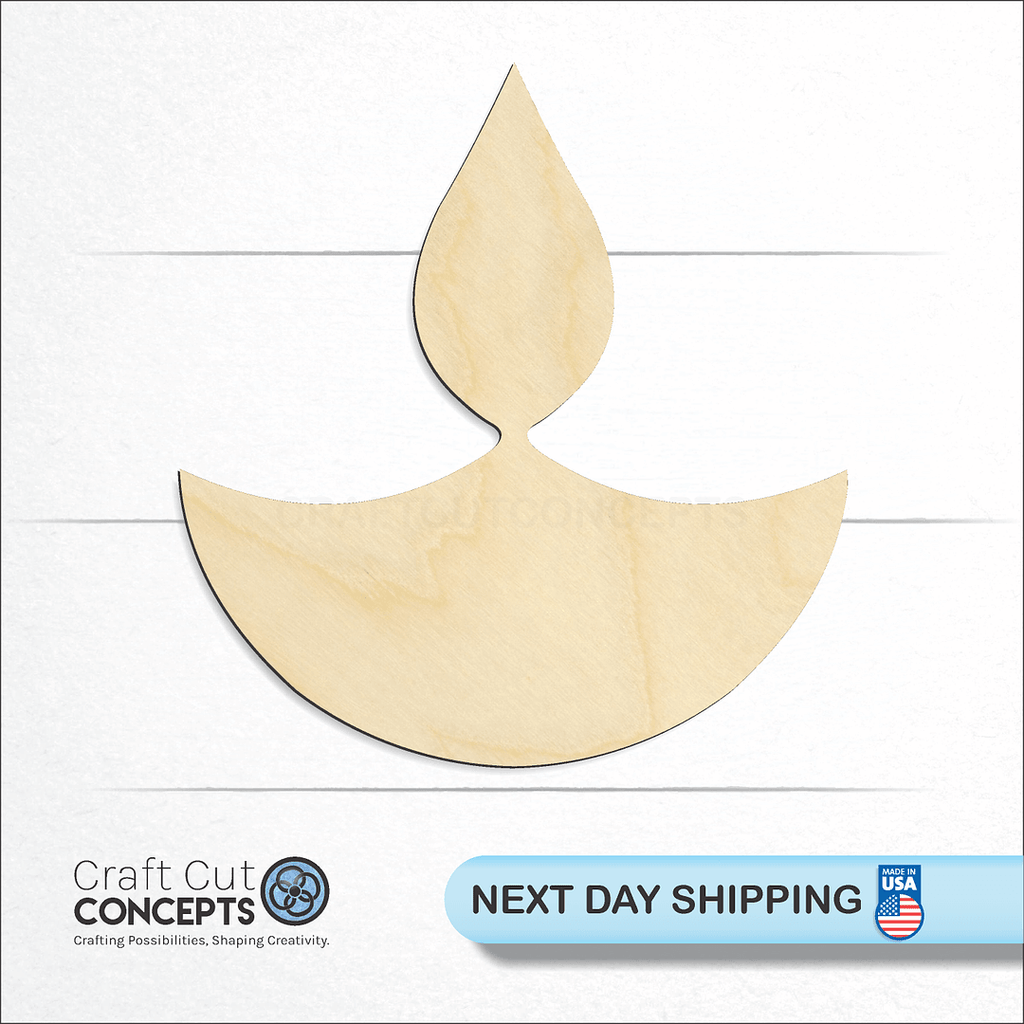 Craft Cut Concepts logo and next day shipping banner with an unfinished wood Oil Lamp Diya craft shape and blank