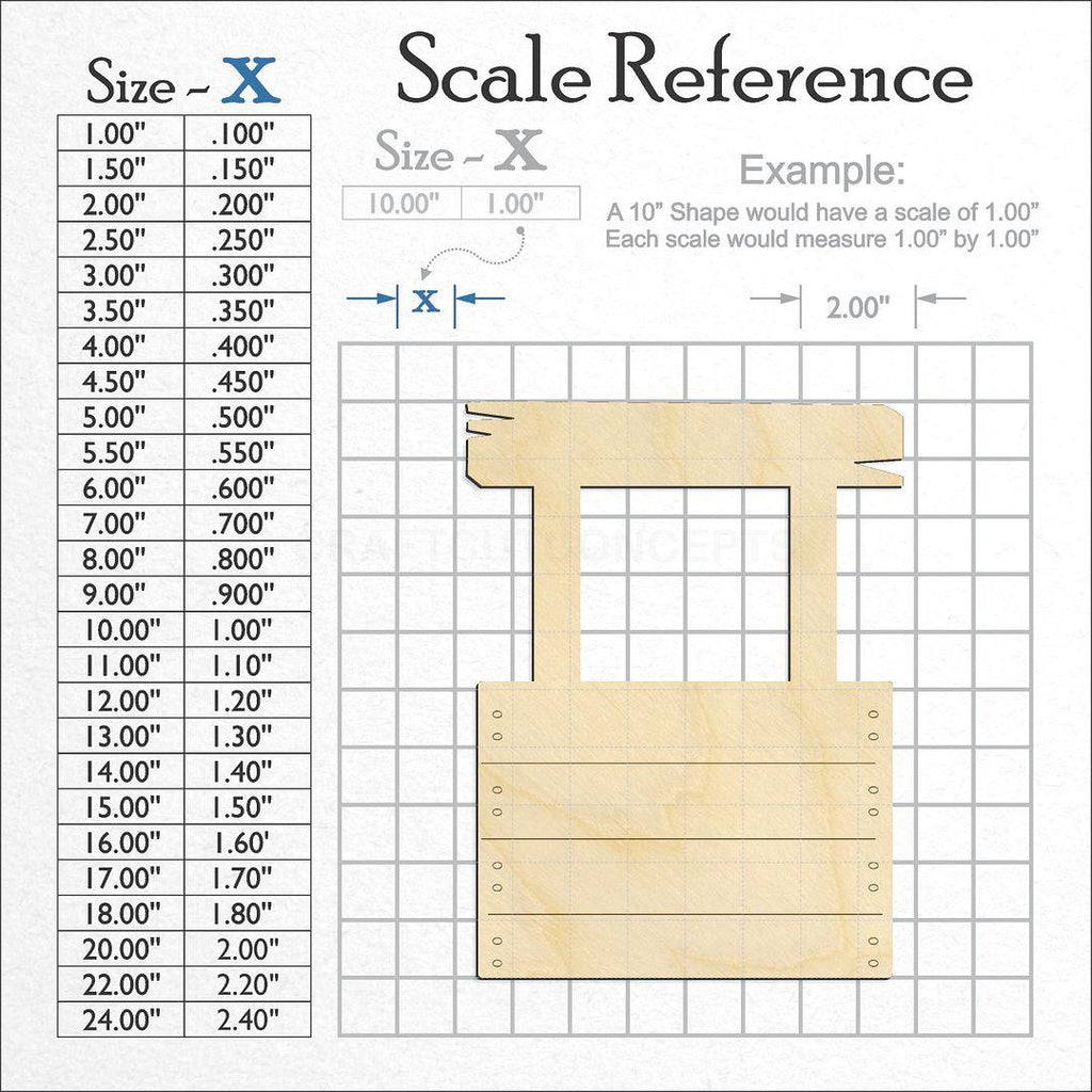 A scale and graph image showing a wood Kissing Booth craft blank