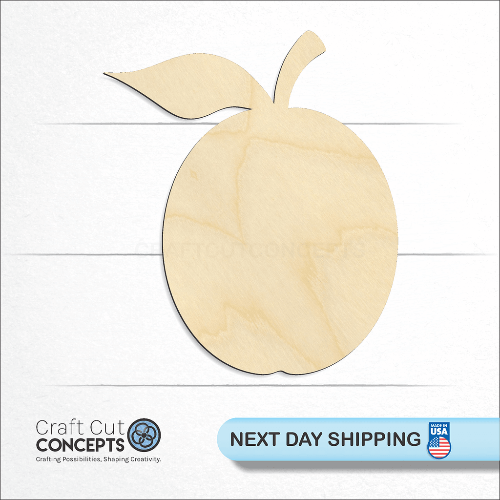 Craft Cut Concepts logo and next day shipping banner with an unfinished wood Plum craft shape and blank