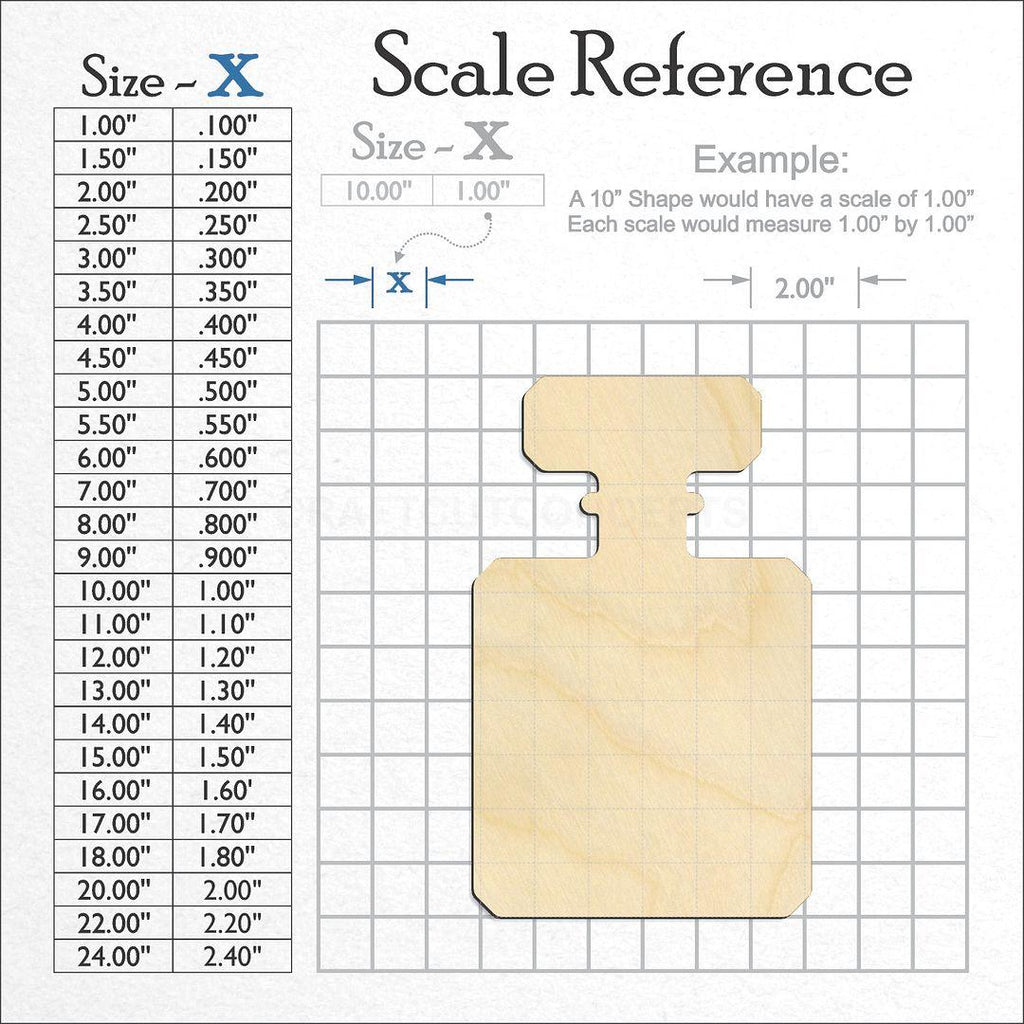 A scale and graph image showing a wood Perfume Bottle craft blank