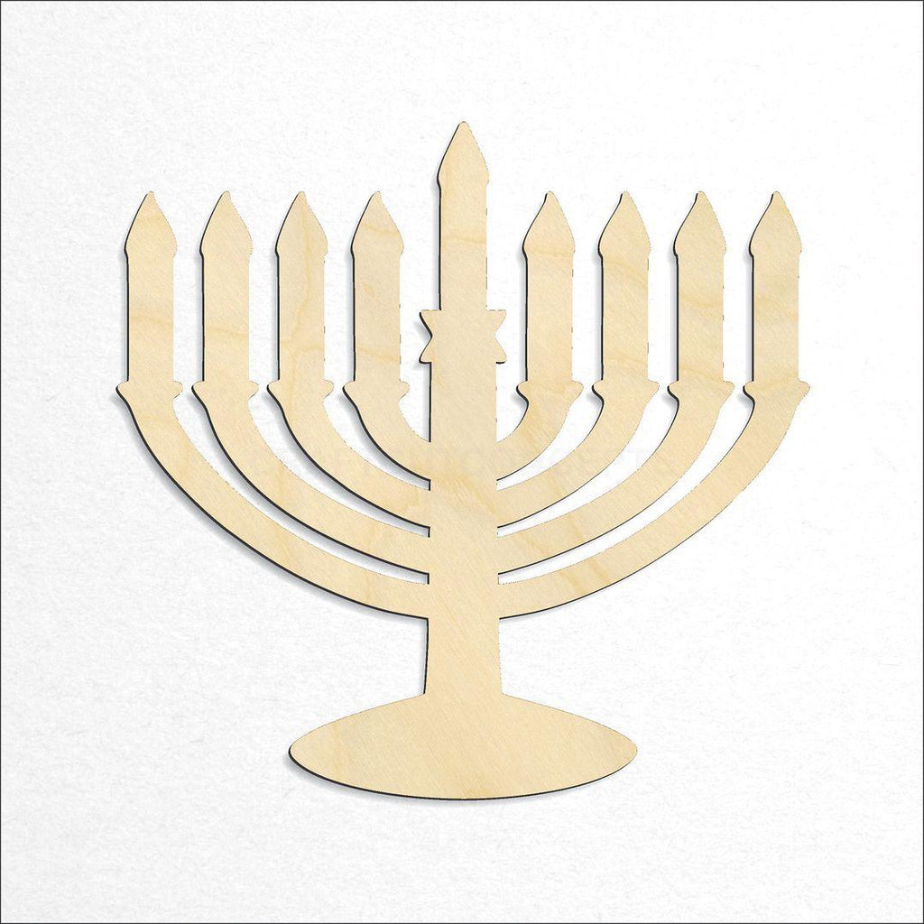 Wooden Menorah craft shape available in sizes of 4 inch and up