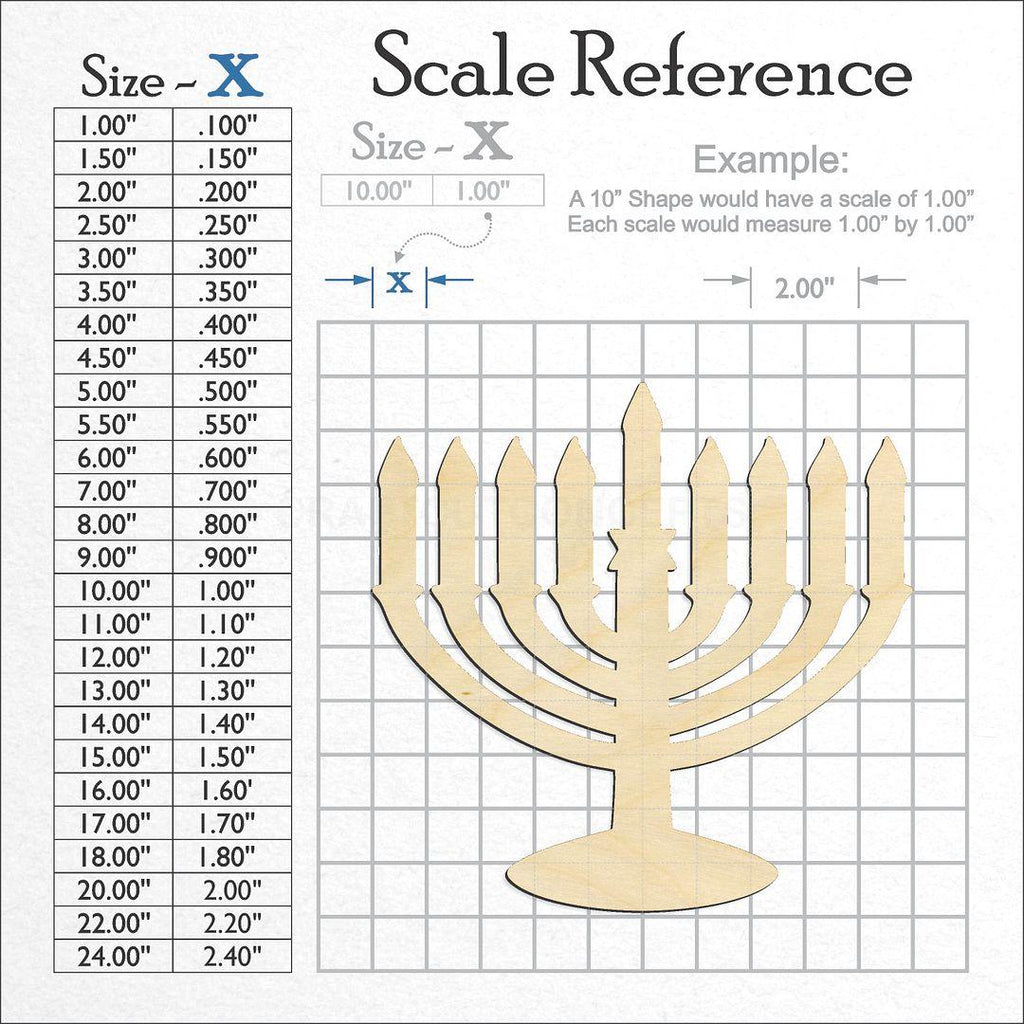 A scale and graph image showing a wood Menorah craft blank