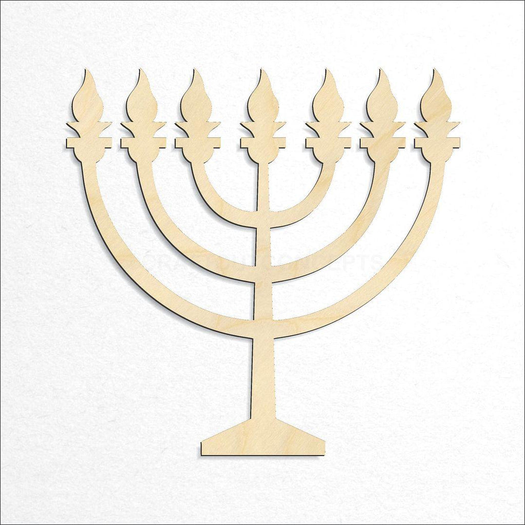 Wooden Menorah craft shape available in sizes of 4 inch and up