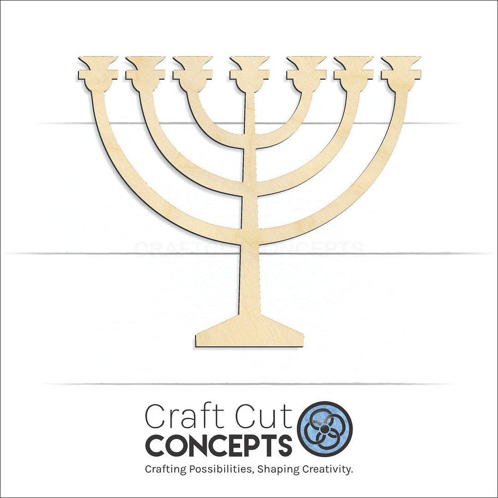 Craft Cut Concepts Logo under a wood Menorah craft shape and blank