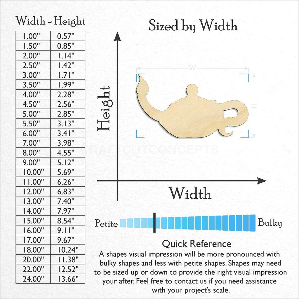 Sizes available for a laser cut Oil Lamp craft blank