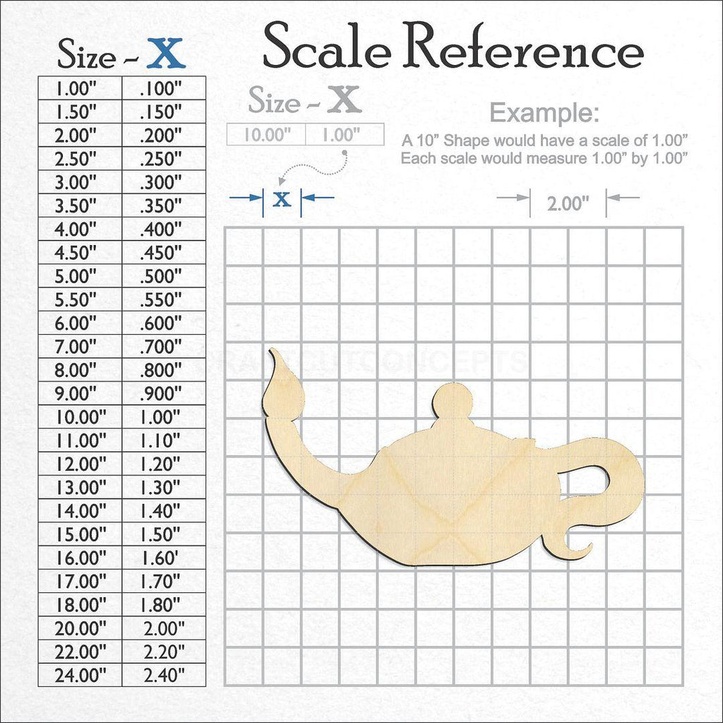 A scale and graph image showing a wood Oil Lamp craft blank