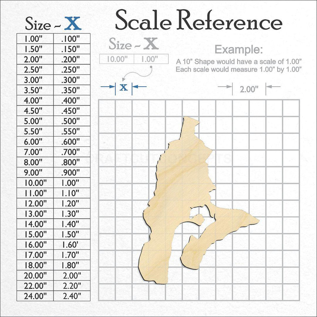 A scale and graph image showing a wood Vashon island craft blank