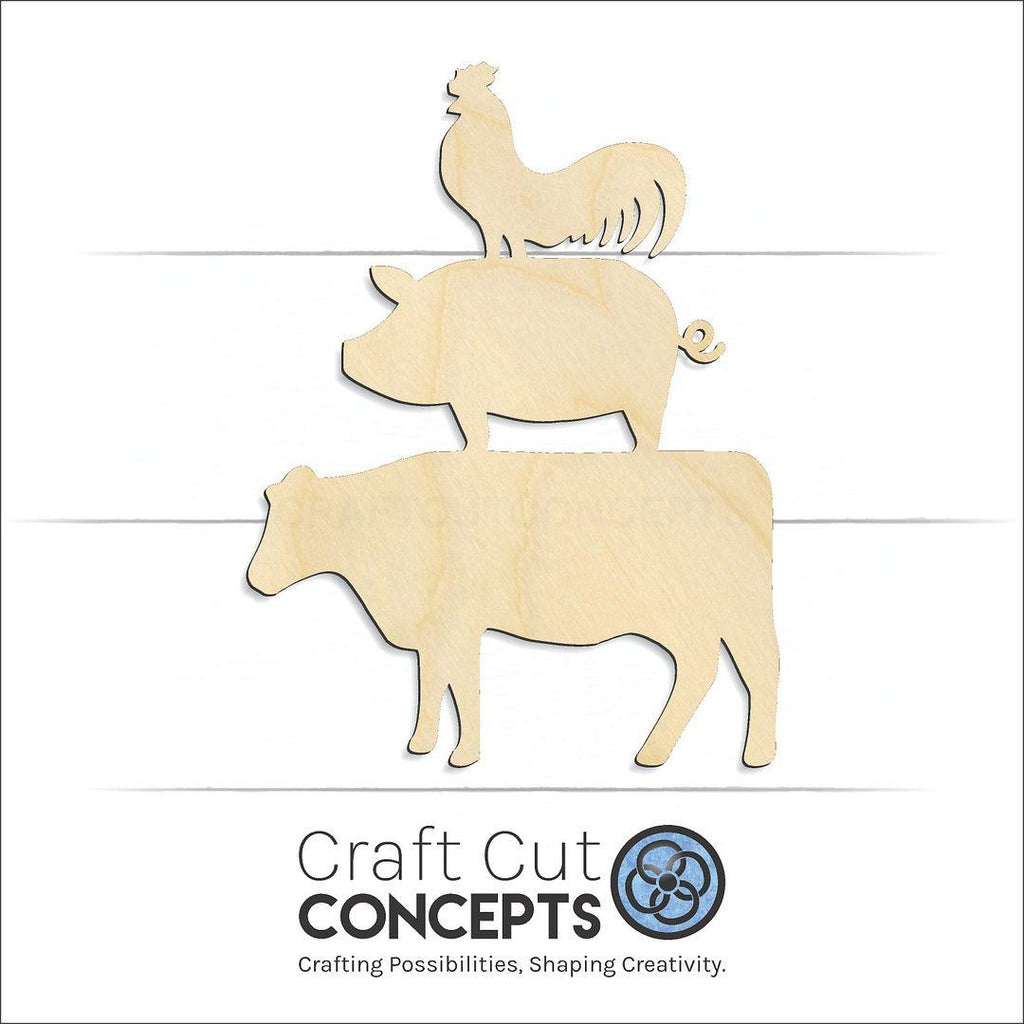 Craft Cut Concepts Logo under a wood Cow Pig Sheep craft shape and blank