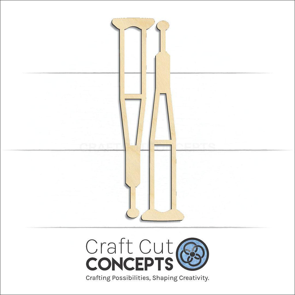 Craft Cut Concepts Logo under a wood Crutches craft shape and blank