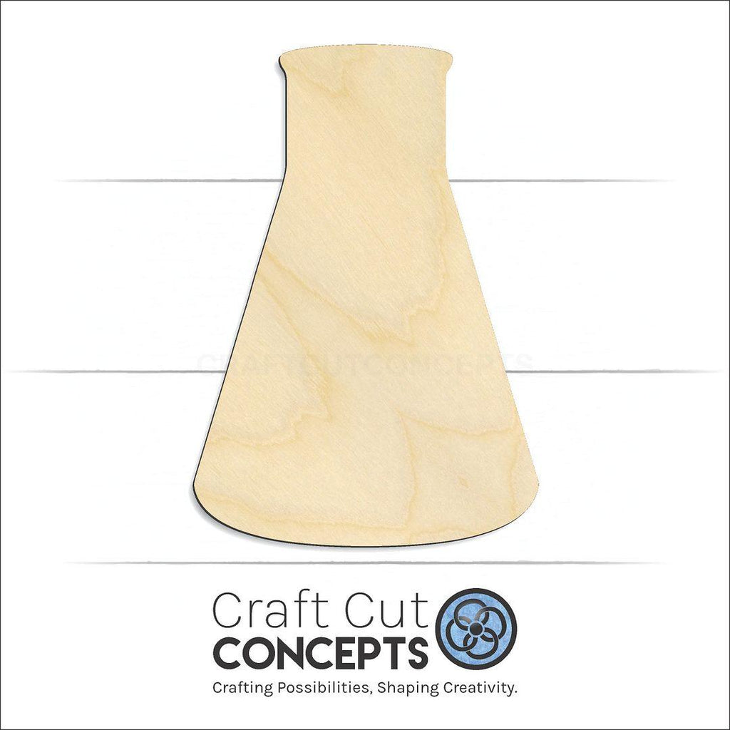 Craft Cut Concepts Logo under a wood Erlenmeyer Flask craft shape and blank