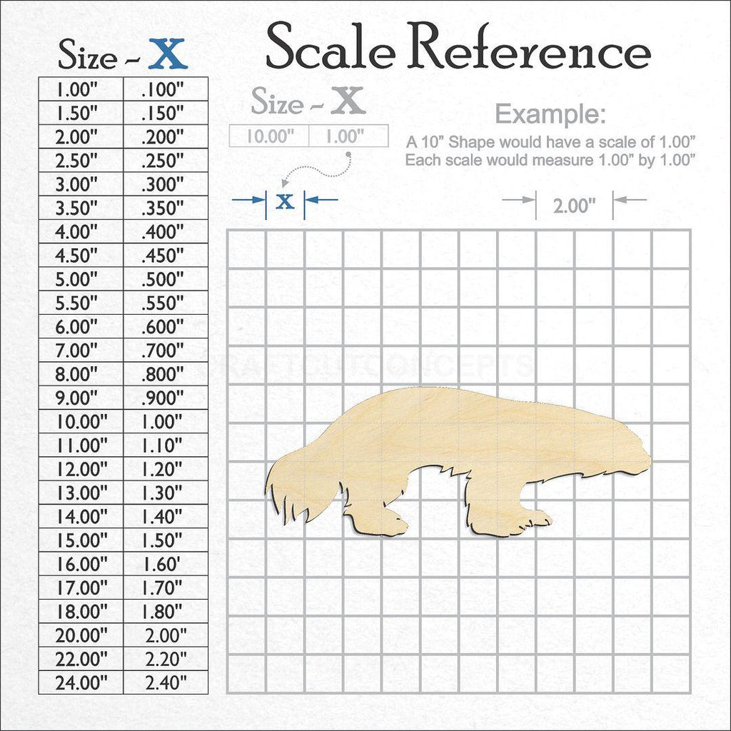 A scale and graph image showing a wood Wolverine craft blank