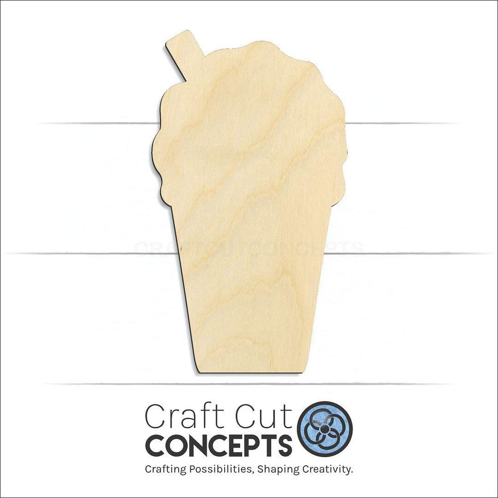 Craft Cut Concepts Logo under a wood Icee Snow Cone craft shape and blank