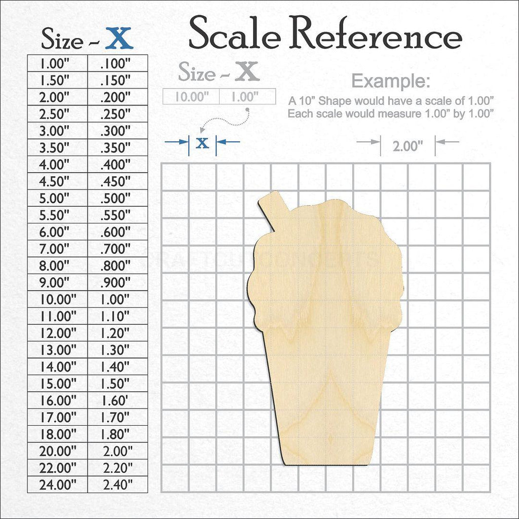 A scale and graph image showing a wood Icee Snow Cone craft blank