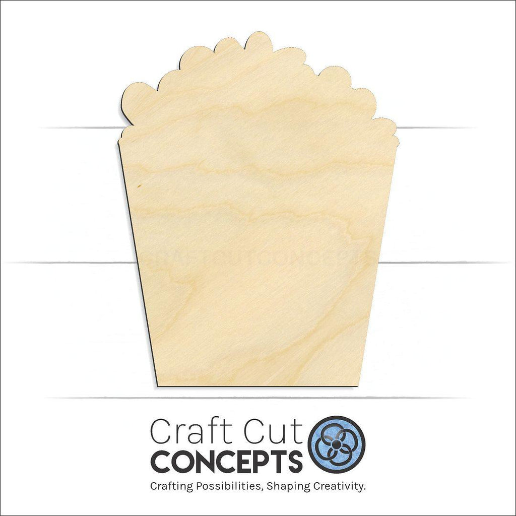 Craft Cut Concepts Logo under a wood Movie Theater Popcorn craft shape and blank