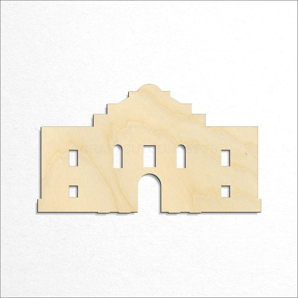 Wooden Texas Alamo Monument craft shape available in sizes of 2 inch and up