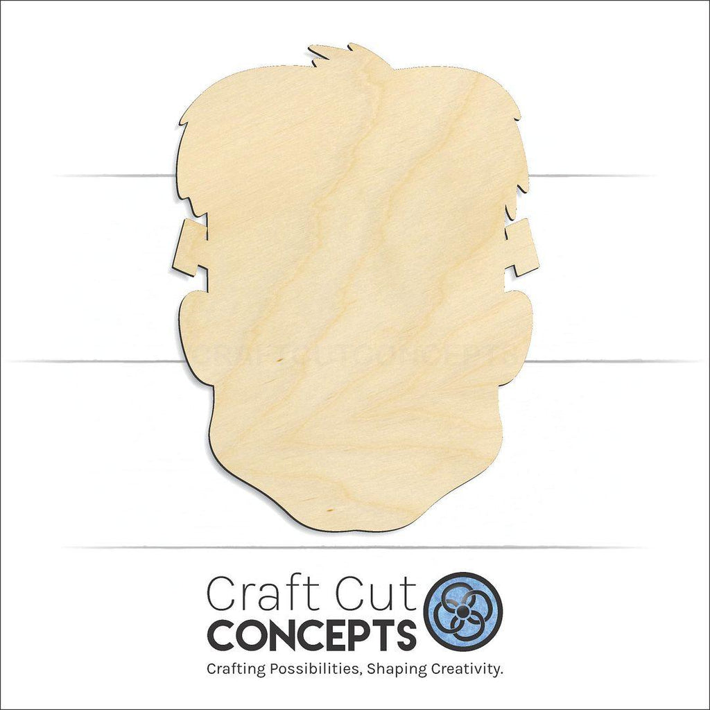 Craft Cut Concepts Logo under a wood Frankenstein Head craft shape and blank