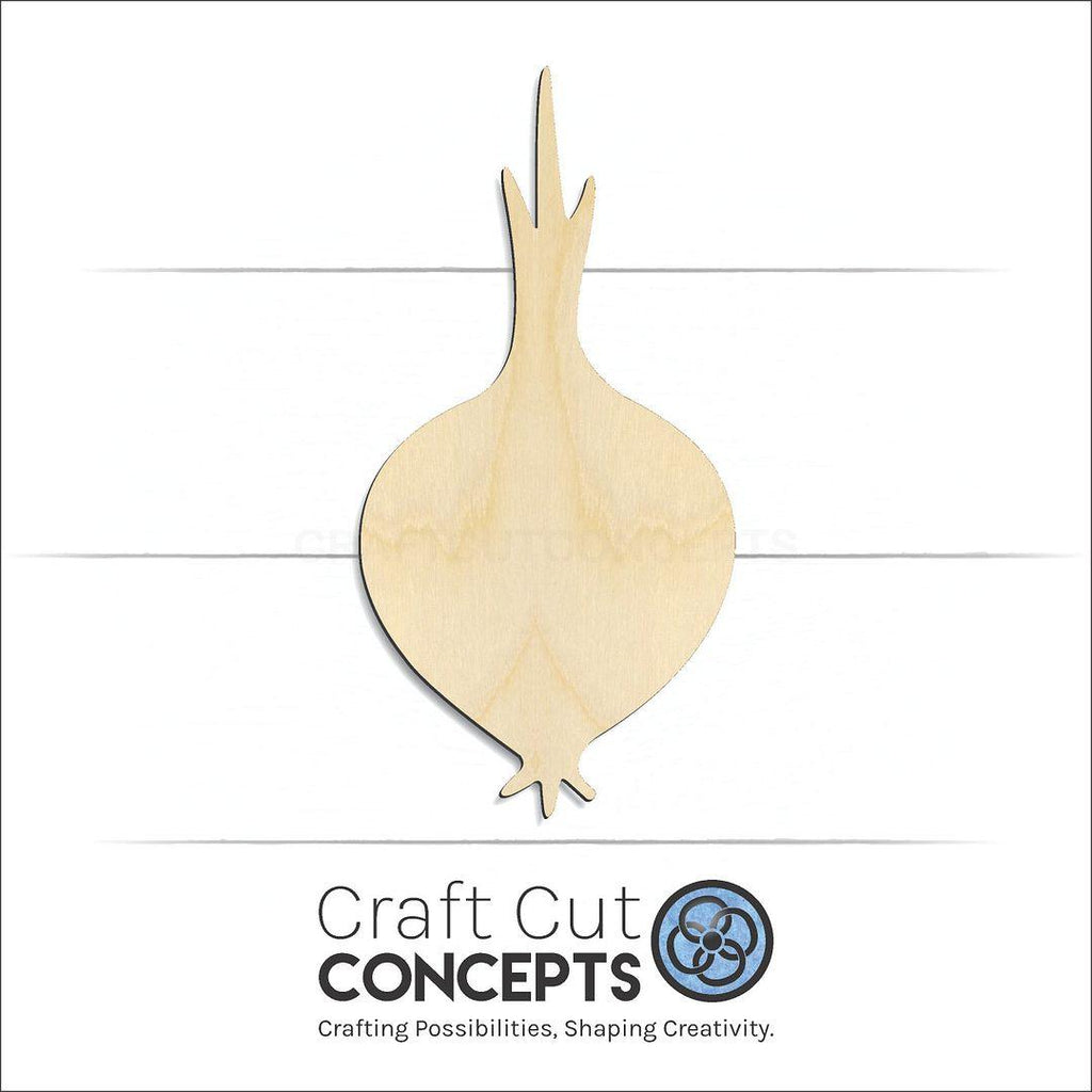 Craft Cut Concepts Logo under a wood Garden Onion craft shape and blank