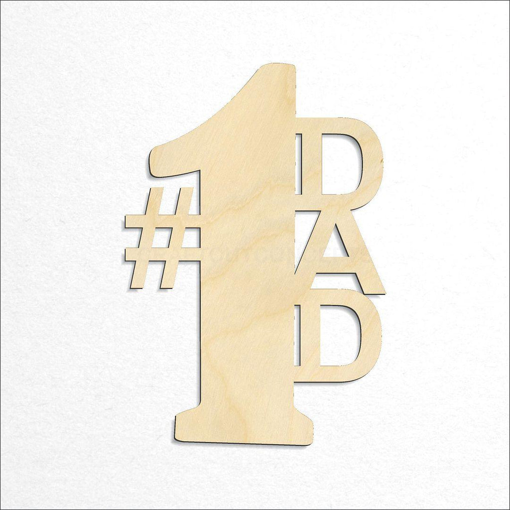 Wooden Number 1 Dad Sign craft shape available in sizes of 3 inch and up