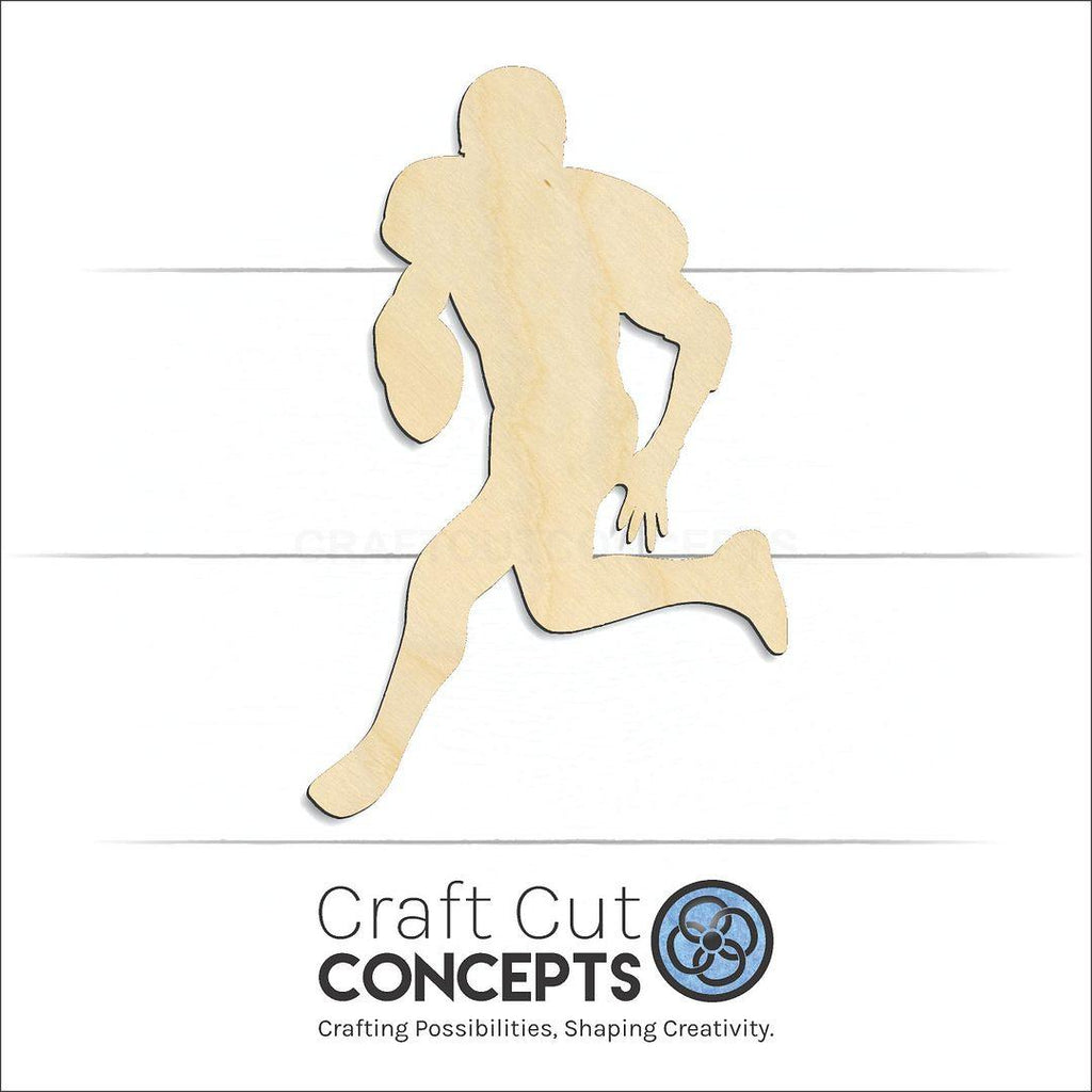 Craft Cut Concepts Logo under a wood Running Quarterback Football Player craft shape and blank