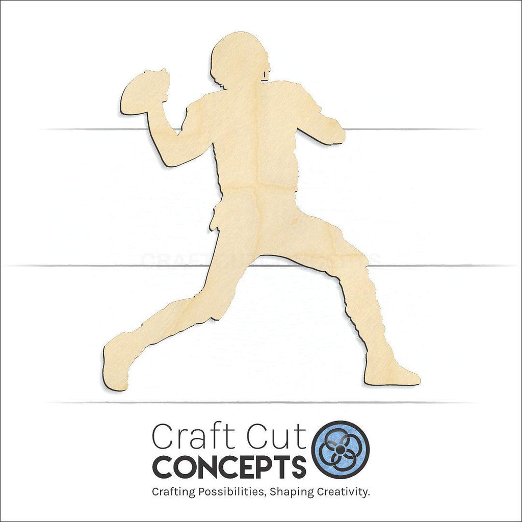 Craft Cut Concepts Logo under a wood Throwing Quarterback Football Player craft shape and blank