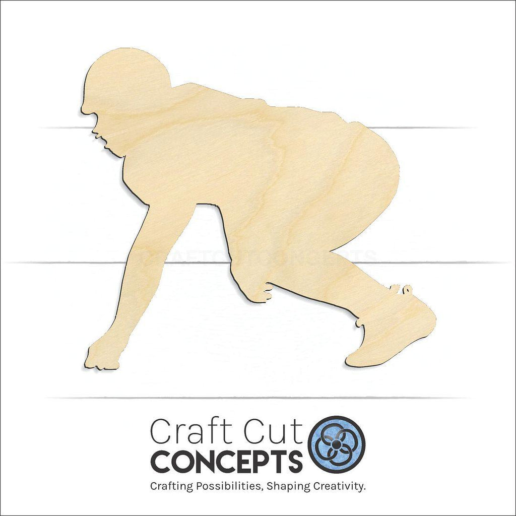 Craft Cut Concepts Logo under a wood Lineman Football Player craft shape and blank