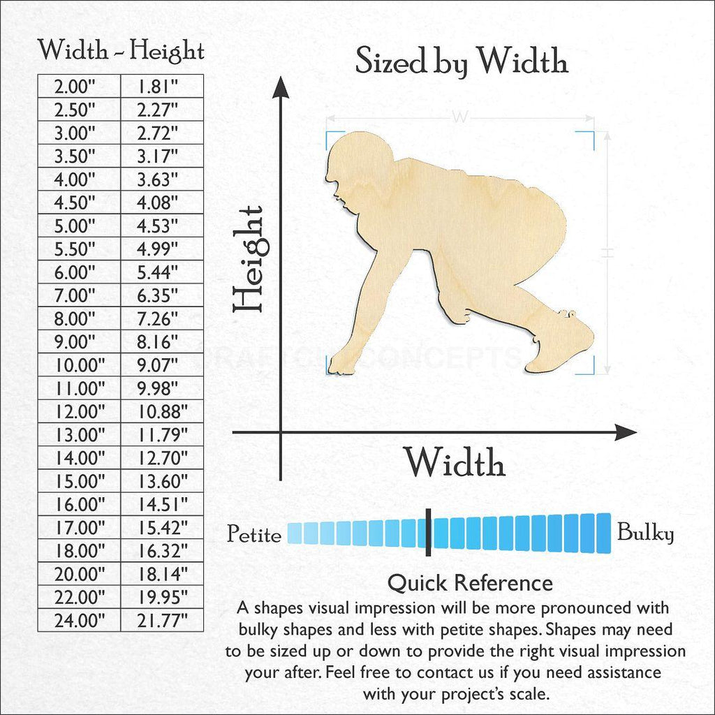 Sizes available for a laser cut Lineman Football Player craft blank