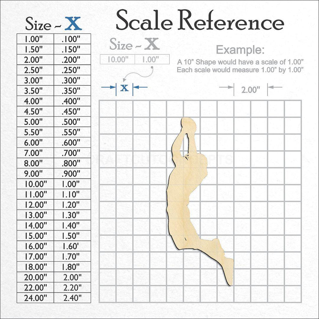 A scale and graph image showing a wood Receiver Catch Football Player craft blank