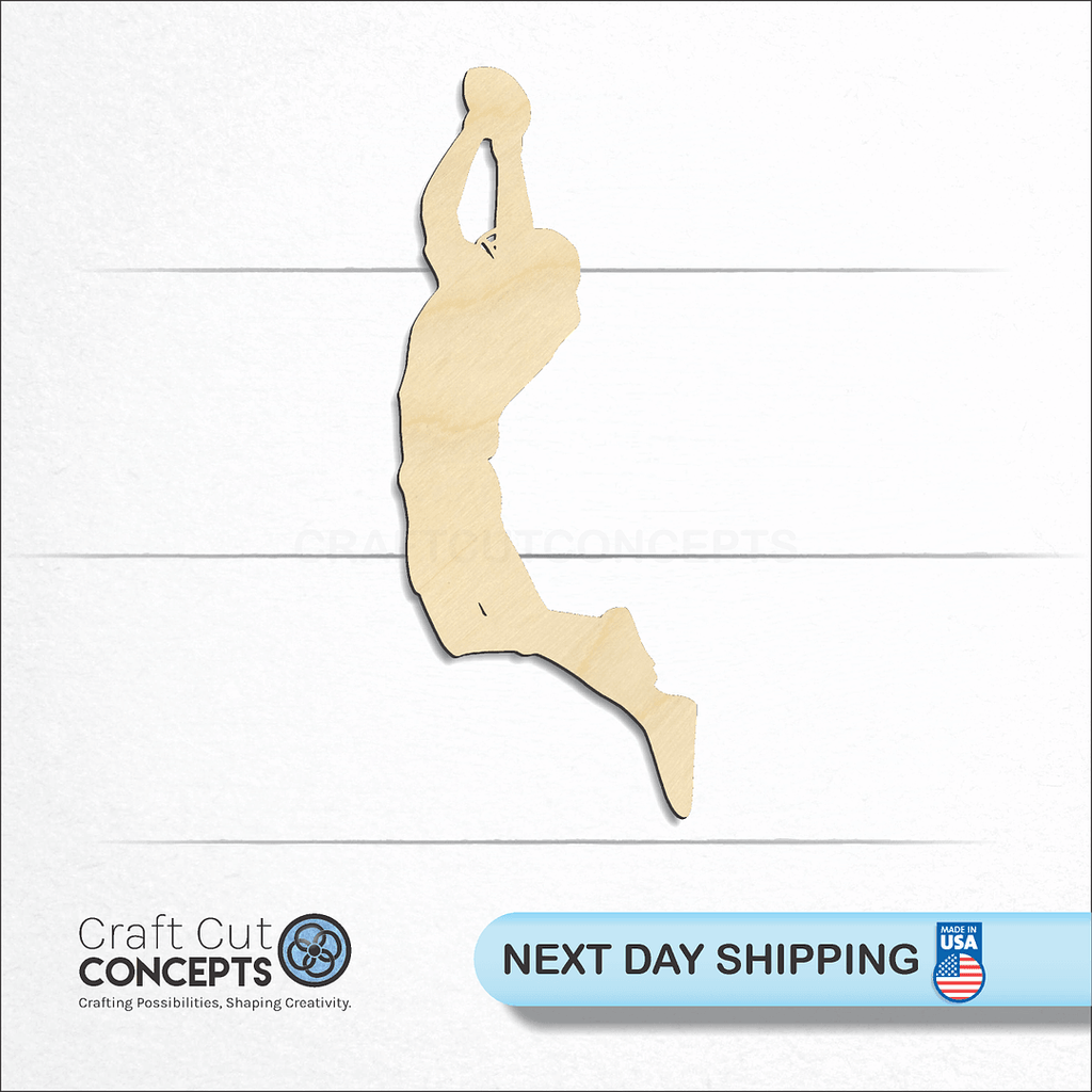 Craft Cut Concepts logo and next day shipping banner with an unfinished wood Receiver Catch Football Player craft shape and blank