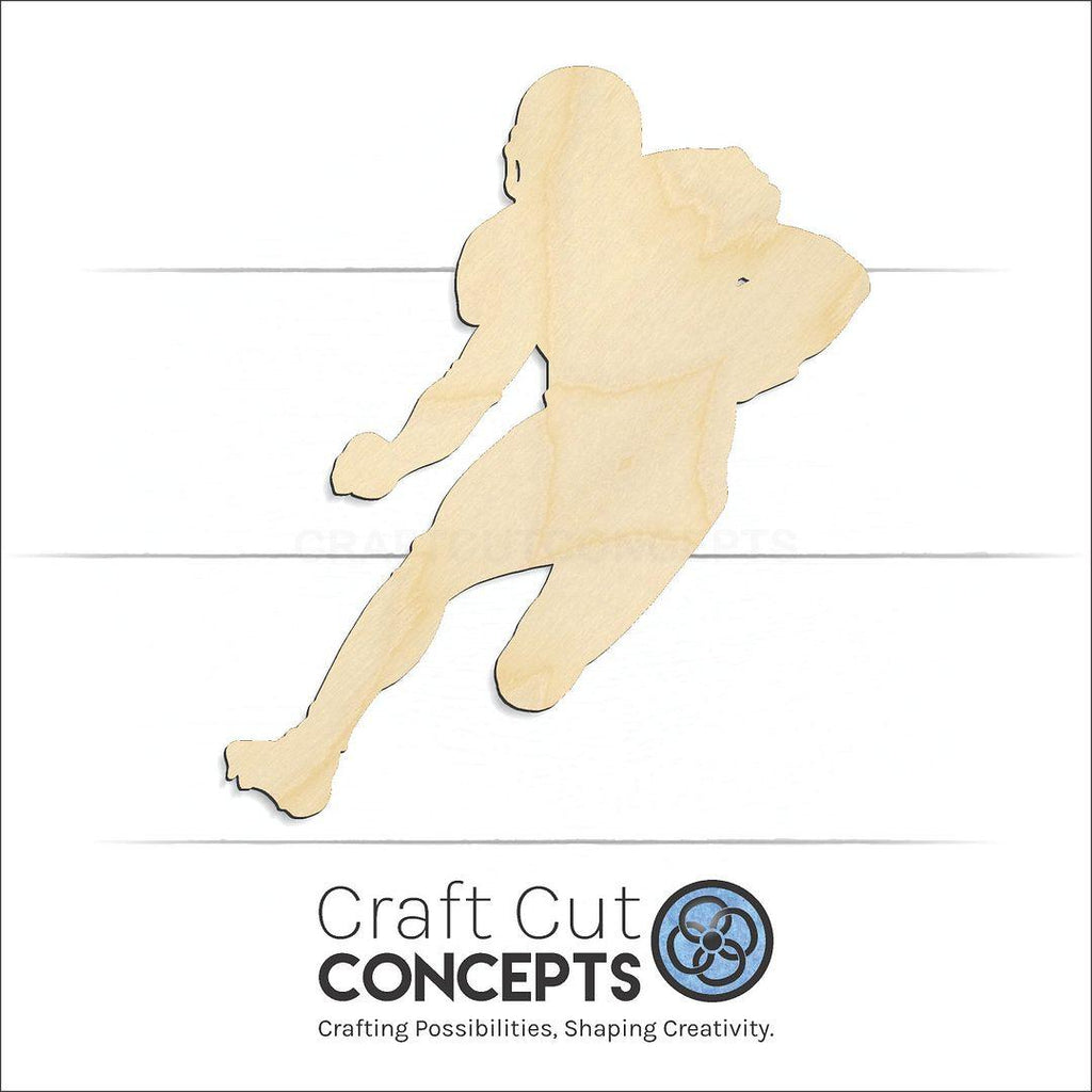 Craft Cut Concepts Logo under a wood Running Football Player craft shape and blank