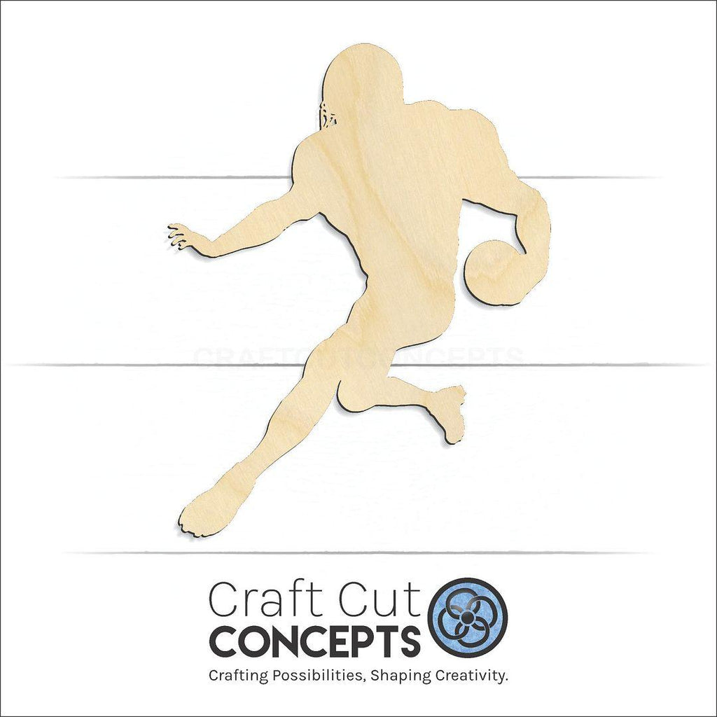 Craft Cut Concepts Logo under a wood Sideline Football Player craft shape and blank