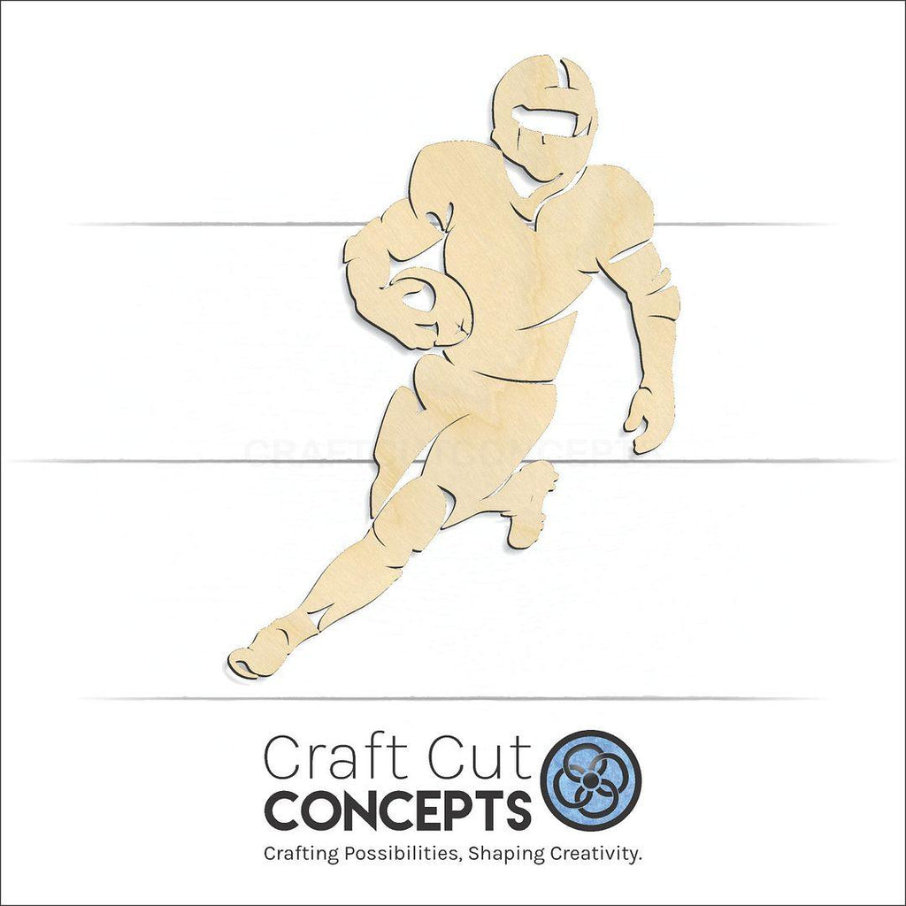 Craft Cut Concepts Logo under a wood Detailed Football Player craft shape and blank