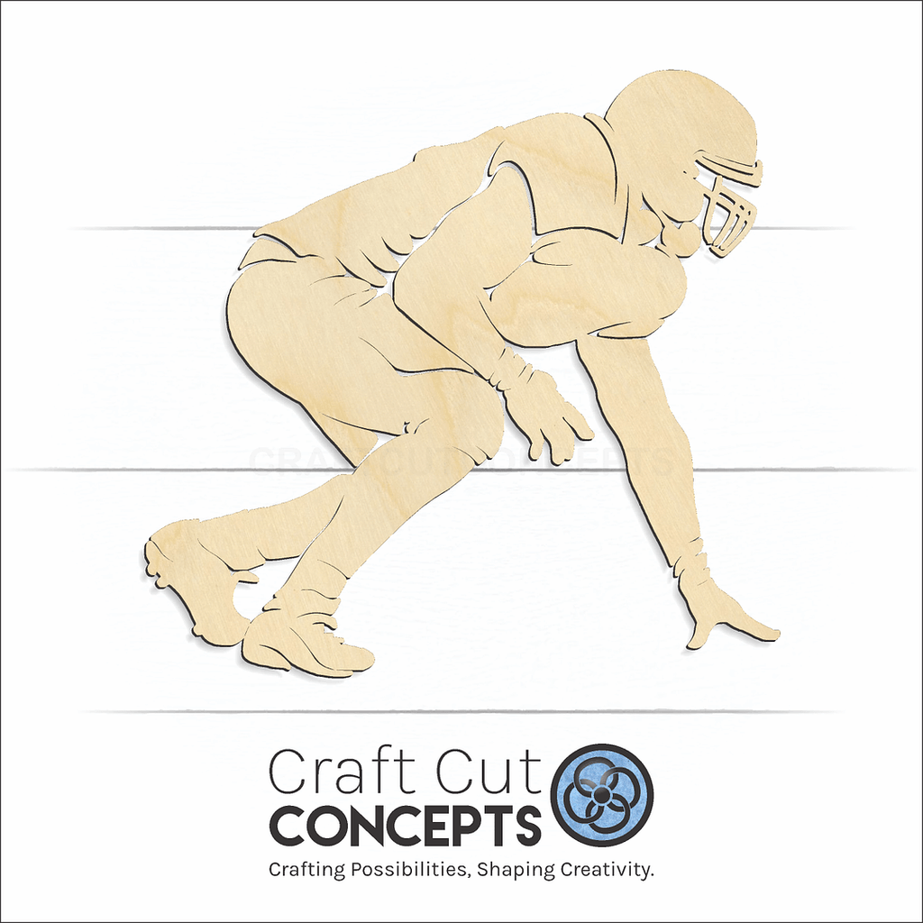 Craft Cut Concepts Logo under a wood Detailed Lineman Football Player craft shape and blank