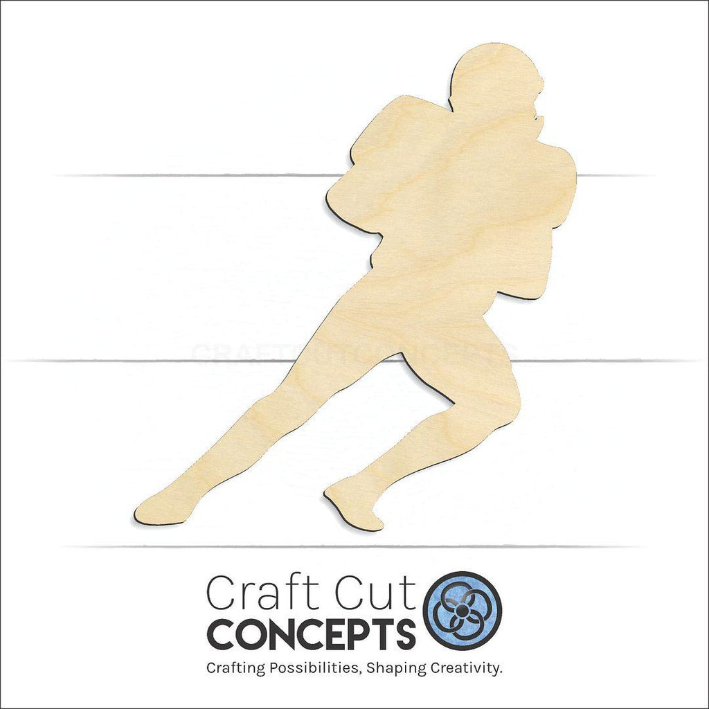 Craft Cut Concepts Logo under a wood Quarterback Football Player craft shape and blank