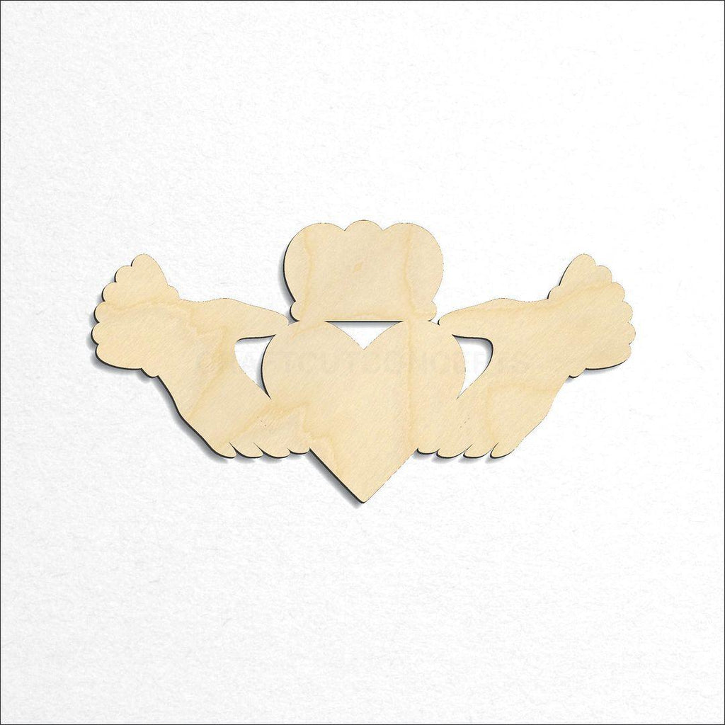 Wooden Claddagh Irish craft shape available in sizes of 4 inch and up