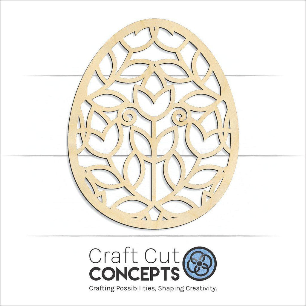 Craft Cut Concepts Logo under a wood Flower Filigree Easter Egg craft shape and blank