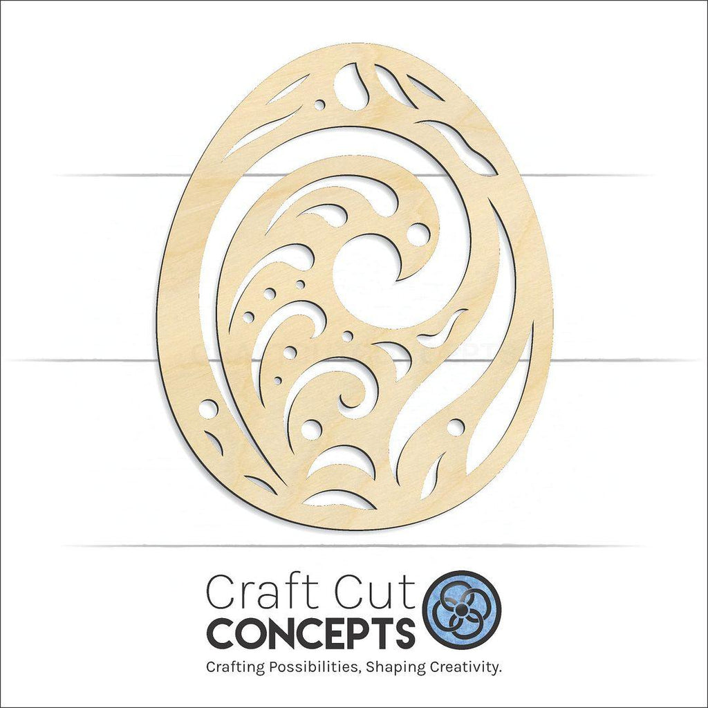 Craft Cut Concepts Logo under a wood Filigree Easter Egg craft shape and blank