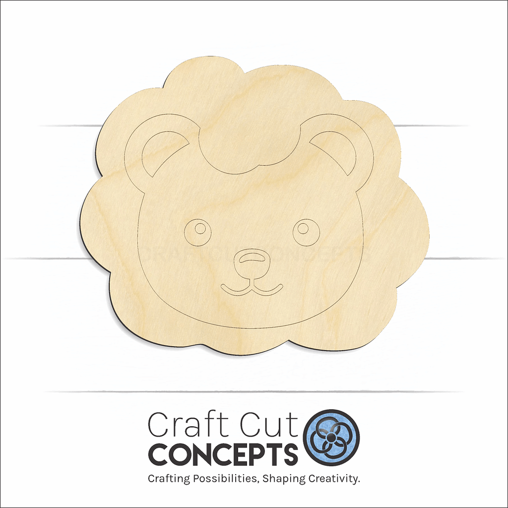 Craft Cut Concepts Logo under a wood Cute Lion Face craft shape and blank