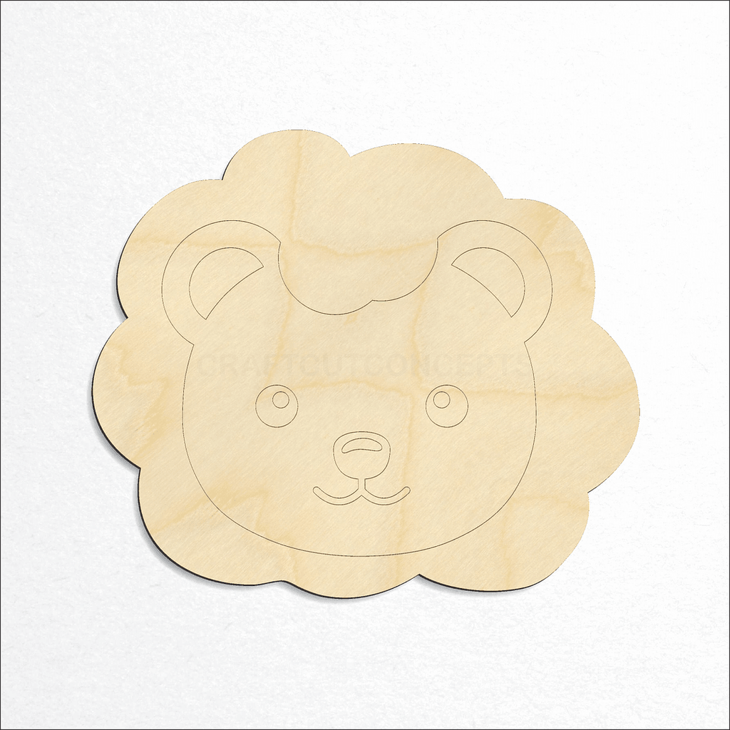 Wooden Cute Lion Face craft shape available in sizes of 2 inch and up