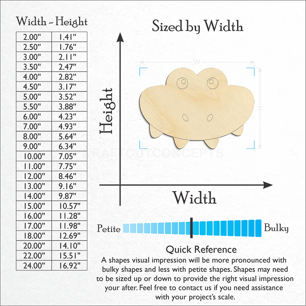 Sizes available for a laser cut Cute Crocodile Face craft blank