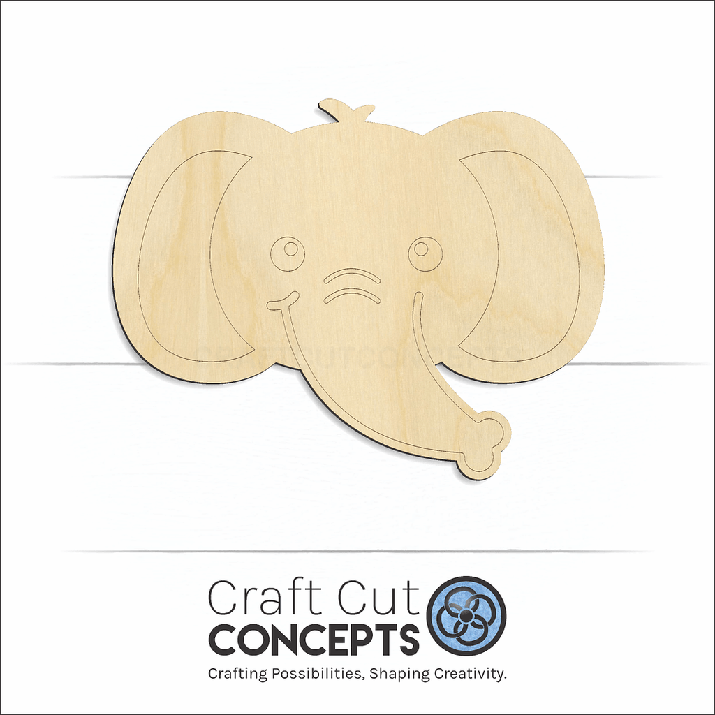 Craft Cut Concepts Logo under a wood Cute Elephant Face craft shape and blank